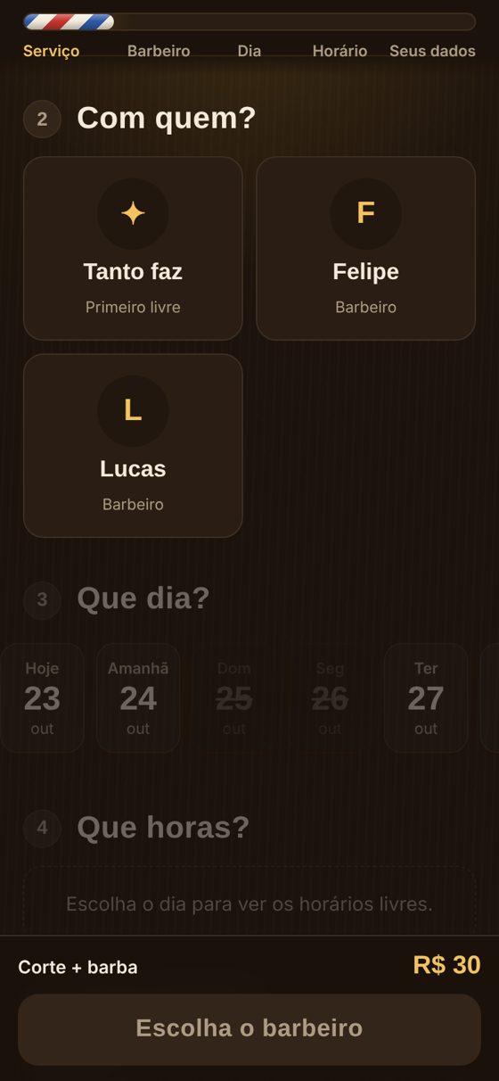 Cliente escolhe o barbeiro